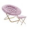 Emma and Oliver Ersa Oversize Folding Saucer Moon Chair and Ottoman for Dorm and Bedroom with Steel Frames